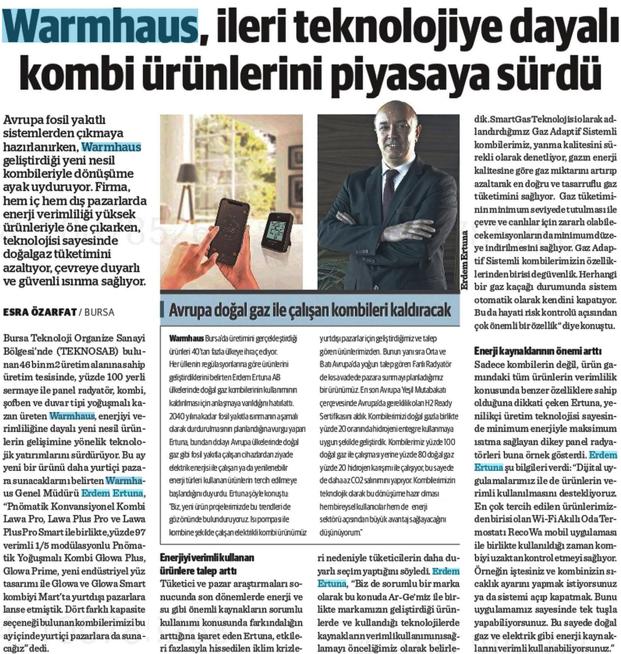 WARMHAUS, İLERİ TEKNOLOJİYE DAYALI KOMBİ ÜRÜNLERİNİ PİYASAYA SÜRDÜ.