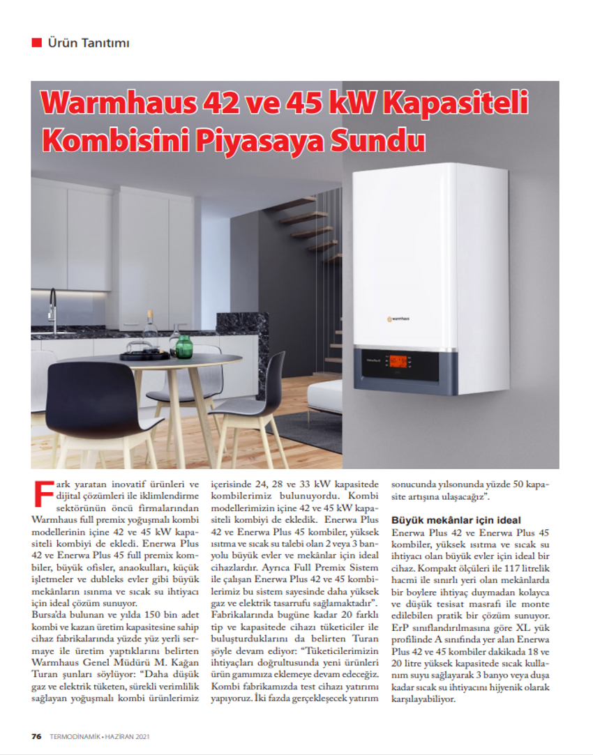 Warmhaus 42 KW ve 45 KW Kapasiteli Kombisini Piyasaya Sundu