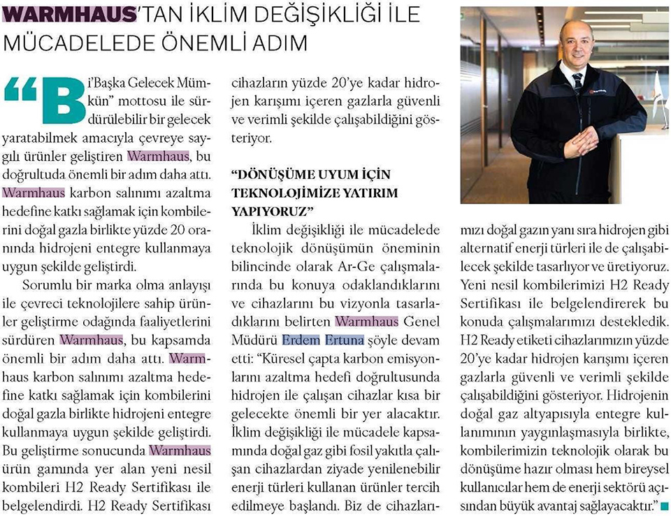 WARMHAUS'TAN İKLİM DEĞİŞİKLİĞİ İLE MÜCADELEDE ÖNEMLİ ADIM