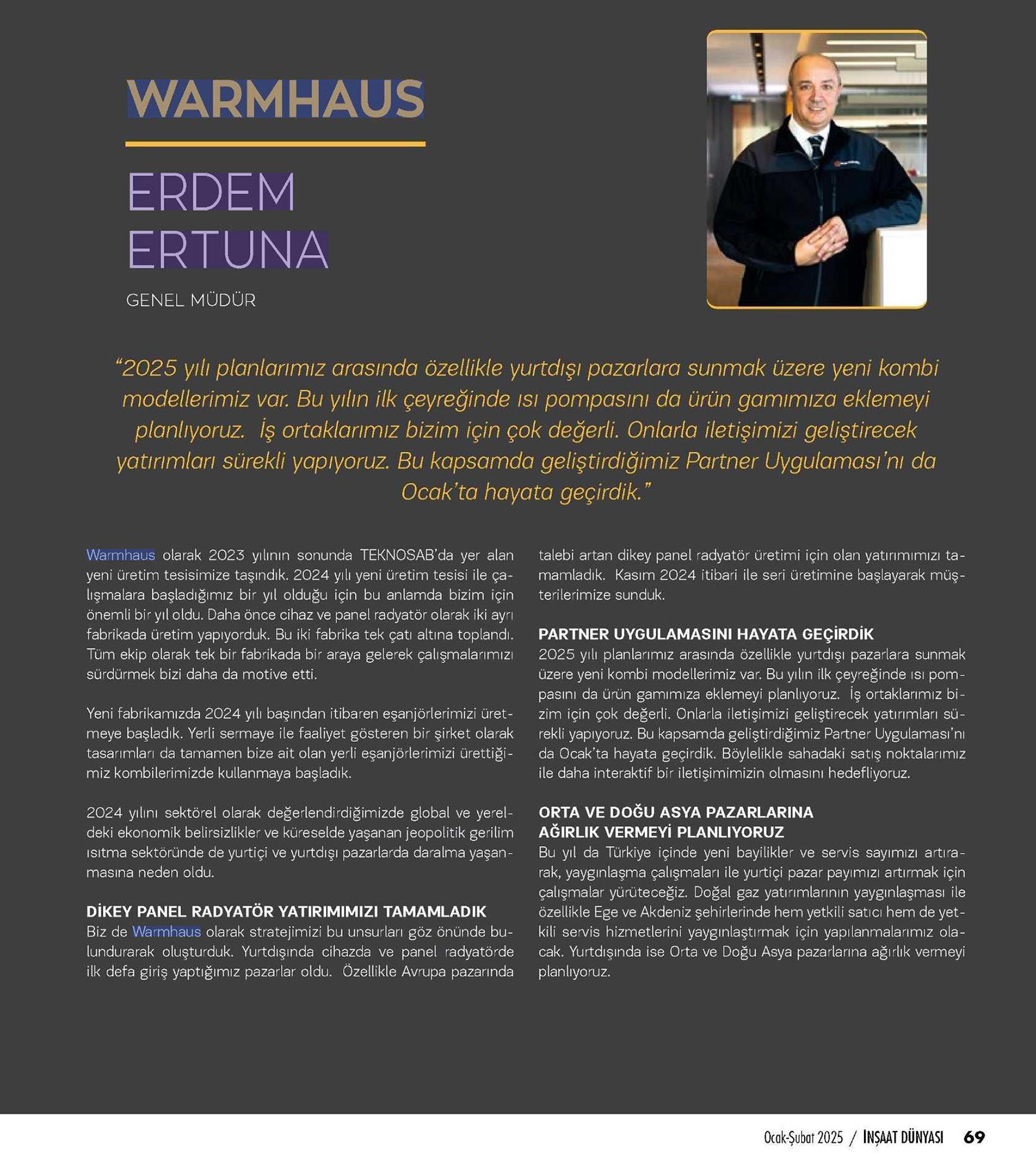 ERDEM TUNA - 2025 YILI PLANLARI