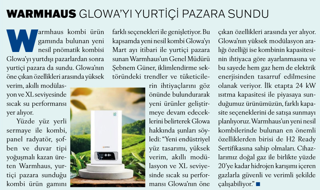 WARMHAUS GLOWA'YI YURT İÇİ PAZARA SUNDU