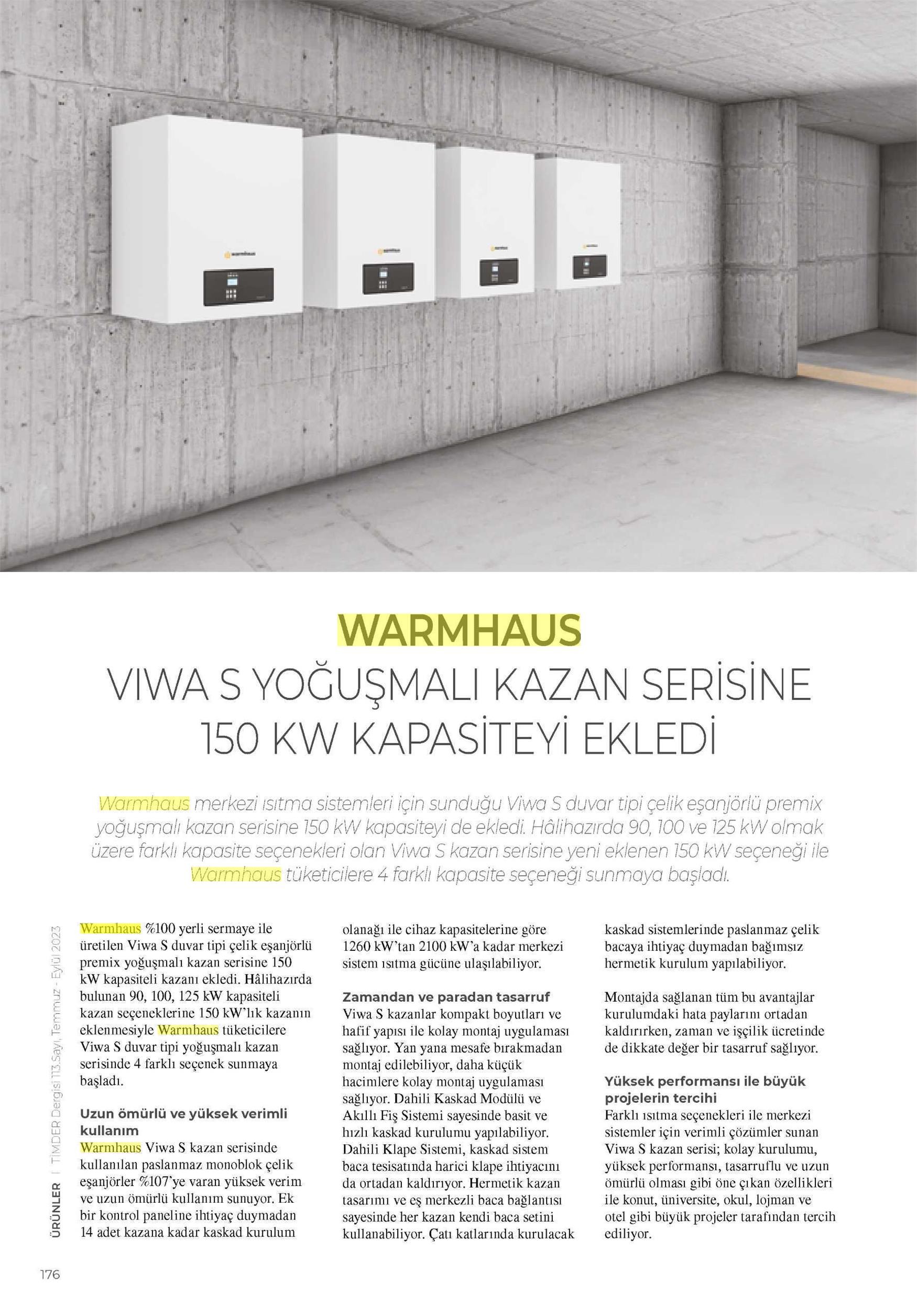 Warmhaus Viwa S Yoğuşmalı Kazan Serisine 150 KW Kapasiteyi Ekledi