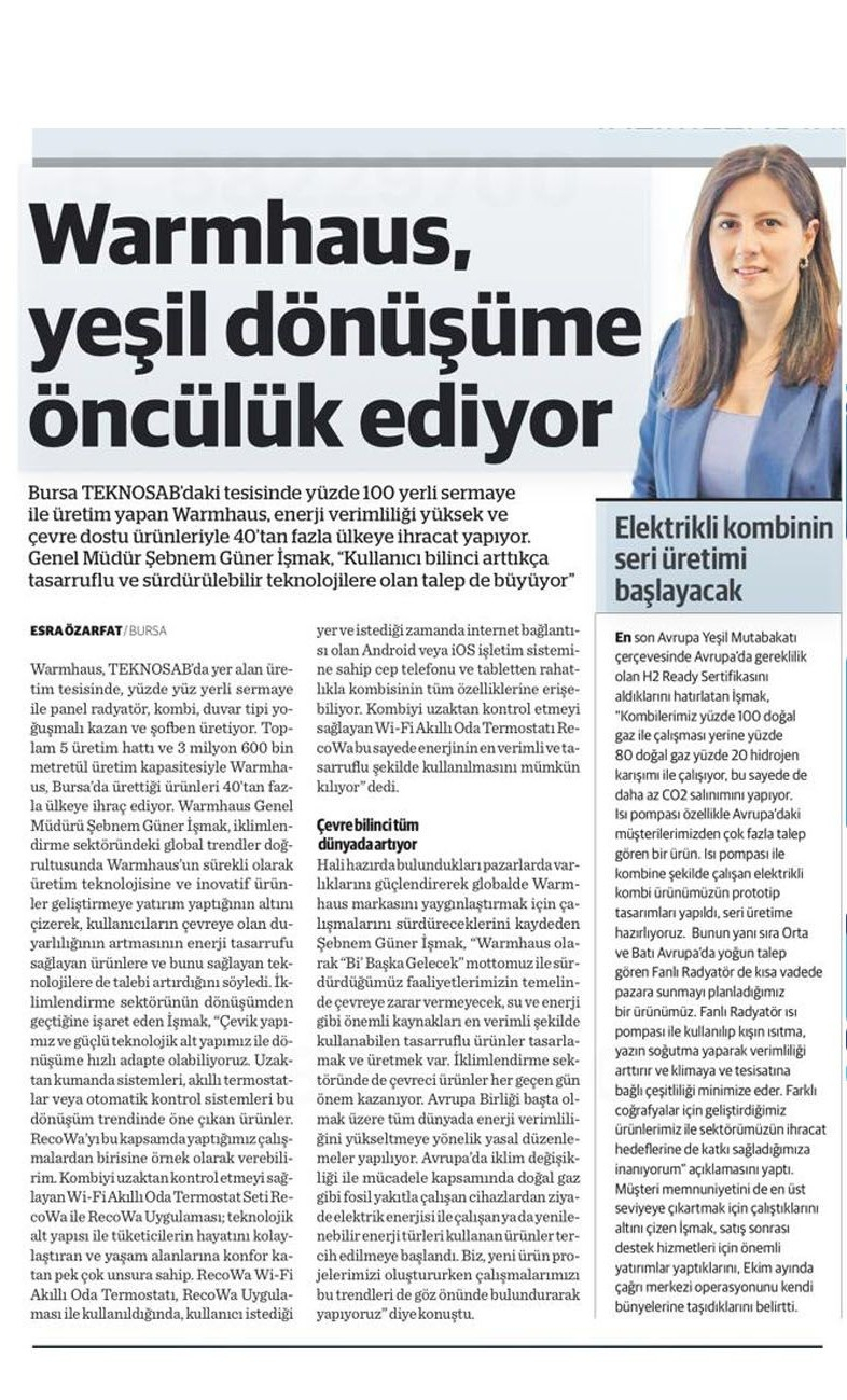 WARMHAUS YEŞİL DÖNÜŞÜME ÖNCÜLÜK EDİYOR